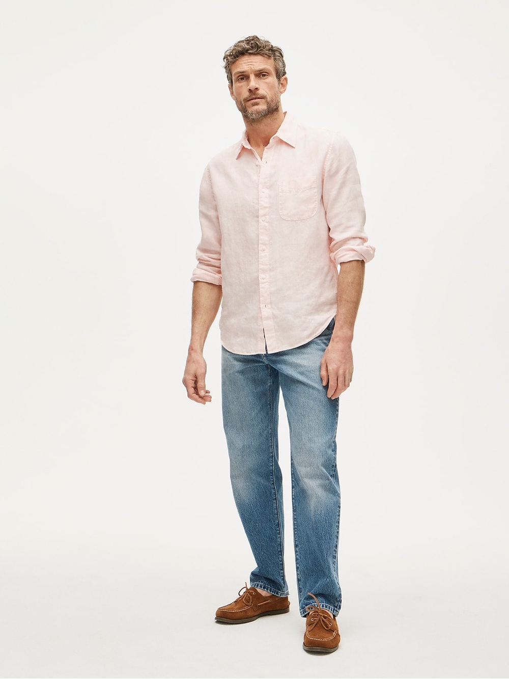 J.Crew Classic Linen Shirt Blush Pink Long Sleeve Button Front Size M NWT $98